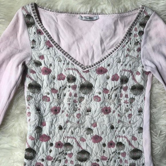 Vintage Baby Pink Floral Long Sleeve Top - Picture 2 of 5